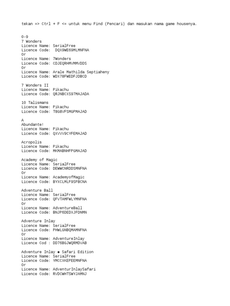 Gamehouse License Keys Overview | PDF | Leisure