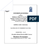 Mumbai University syllabus for BCom Business Economics courses