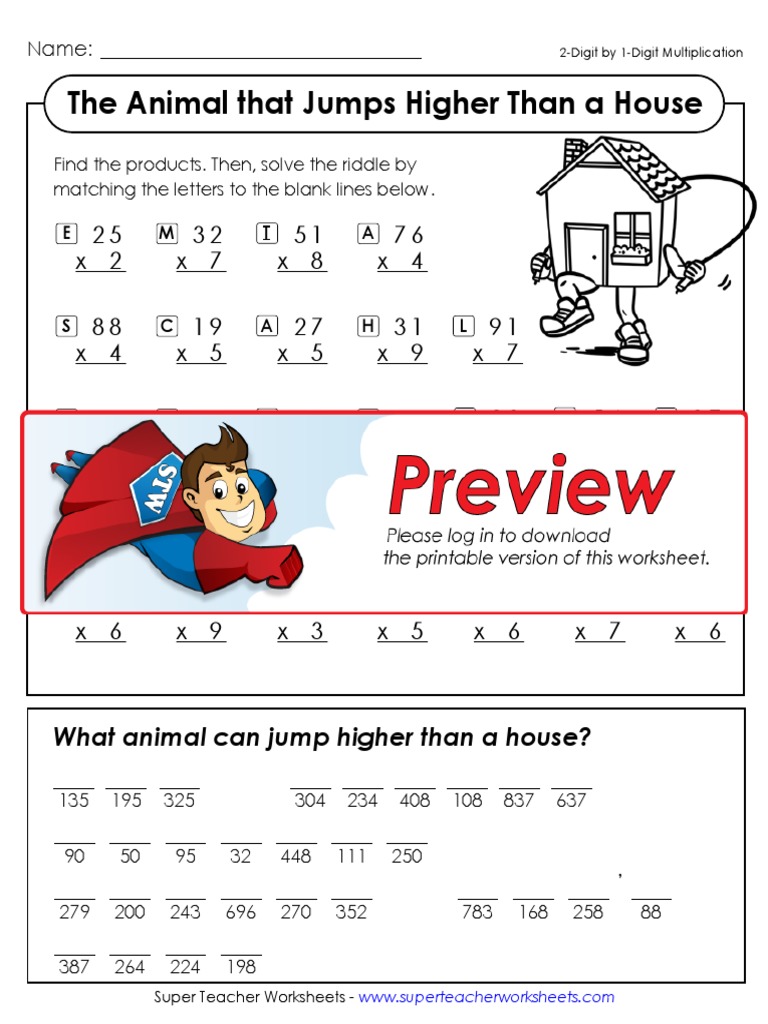 Math Riddle Animal Jumps House | PDF