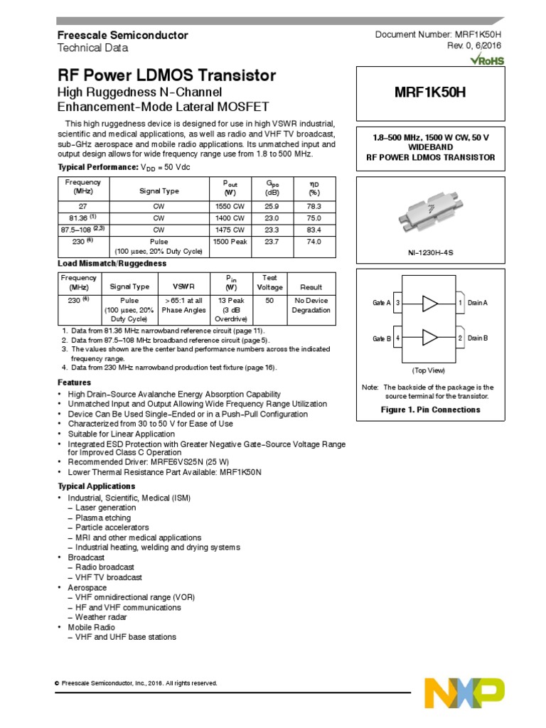 RF Power LDMOS Transistor High Ruggedness N Channel Enhancement