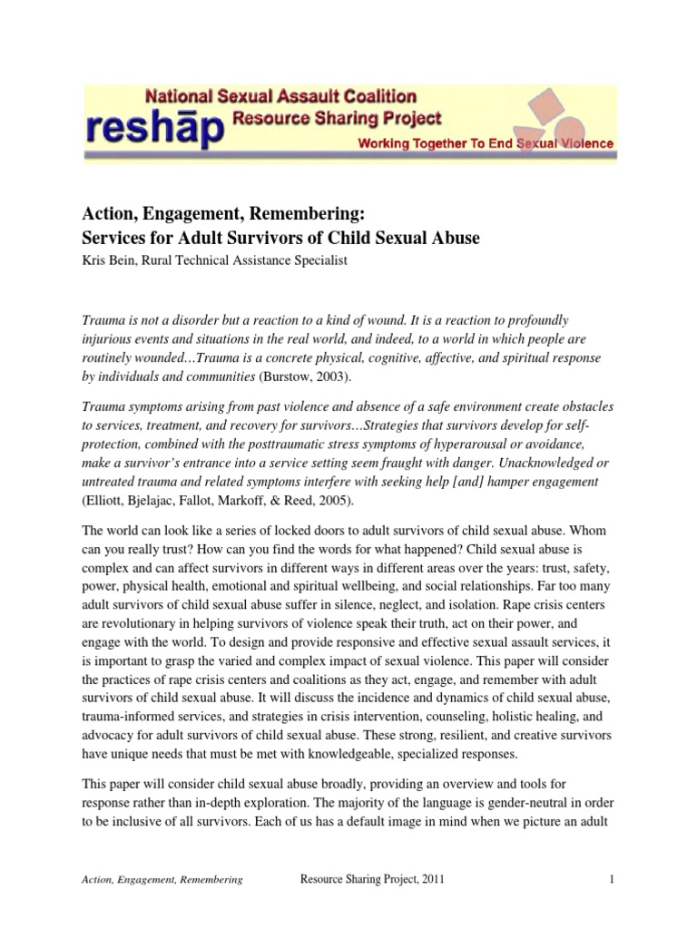 Action, Engagement, Remembering: Services For Adult Survivors of Child ...