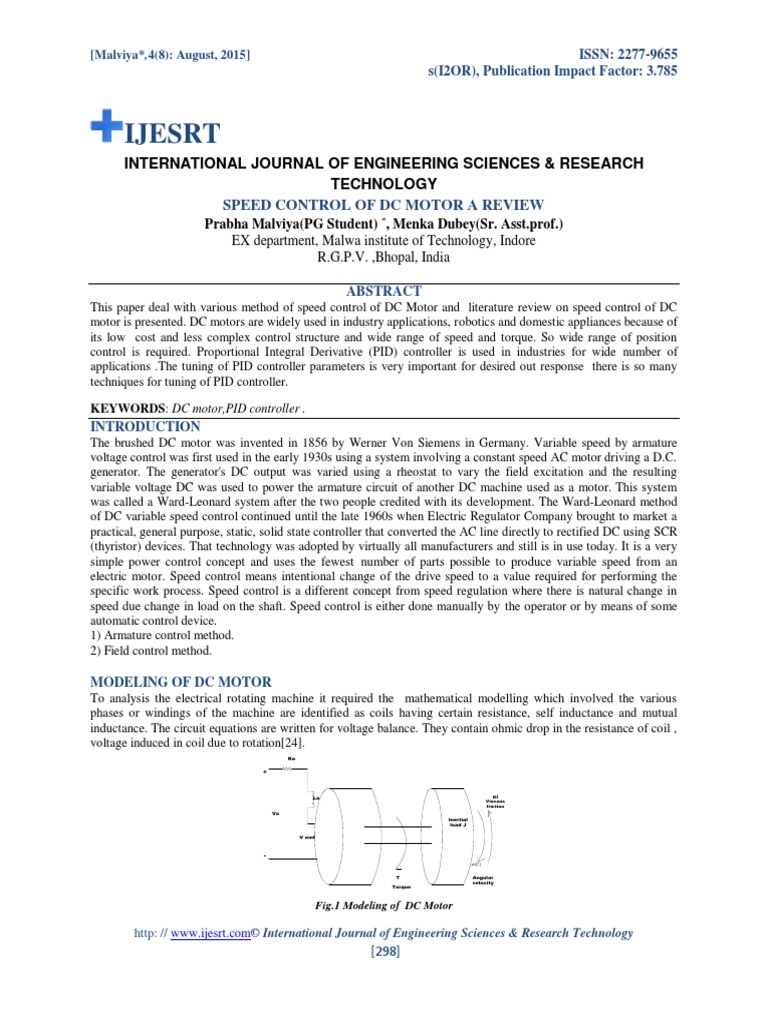 Speed Control of DC Motor | PDF | Control Theory | Electric Motor