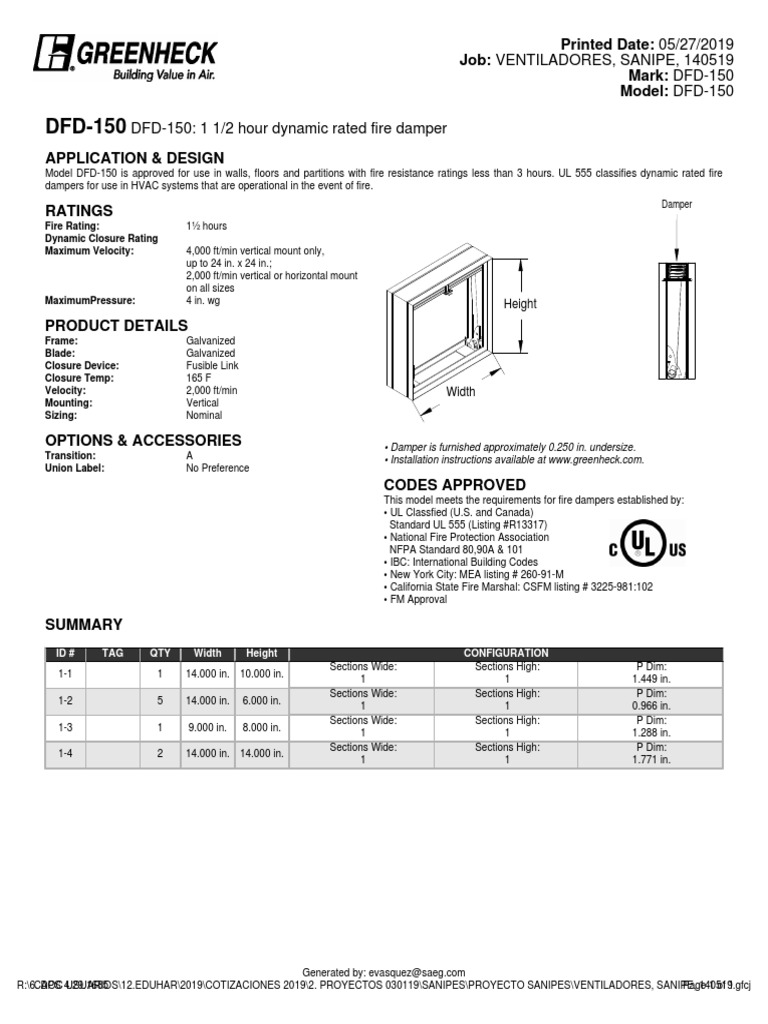 Dampers, Sanipe, 140519 Submittal PDF Duct (Flow) Building
