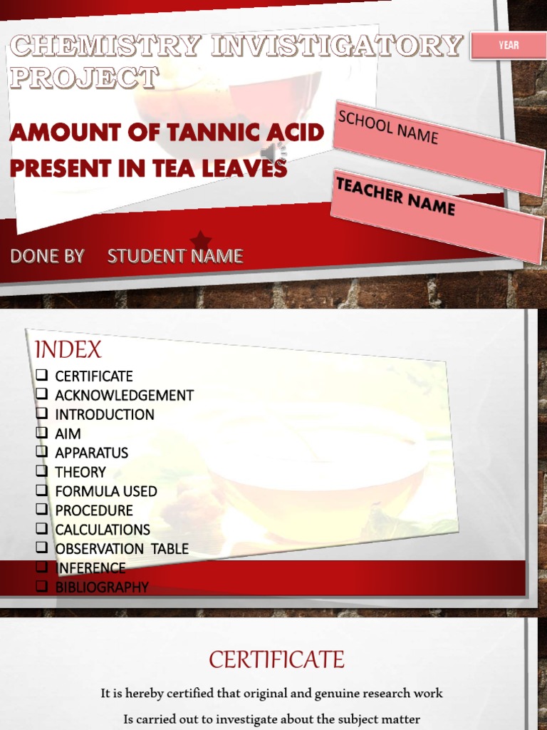 Tannic Acid in Tea Leaves Analysis | PDF | Chemistry | Physical Sciences