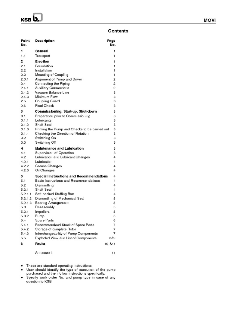 KSB Pump Movi Manual PDF Pump Bearing (Mechanical)