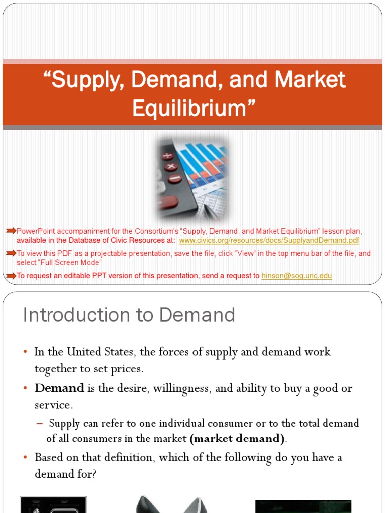 Supply, Demand, and Market Equilibrium PDF Supply And Demand