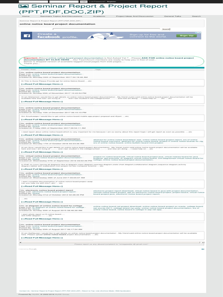 Online Notice Board Project Documentation Download Free PDF