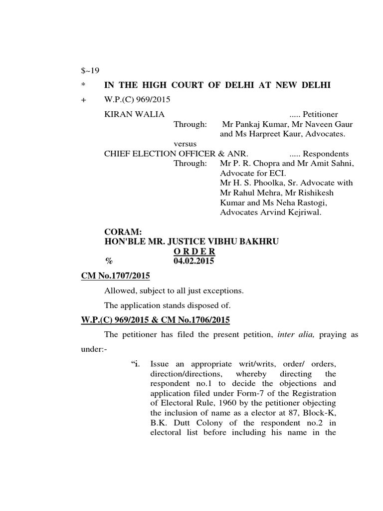 In The High Court of Delhi at New Delhi | PDF | Constitutional Law ...