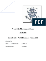 Productivity Measurement Project BUSN 368: Faiz Ali Ahmed Israr 20-10715 Umer Najeeb 19-11091