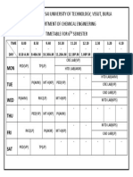 Veer Surendra Sai University of Technology, Vssut, Burla Department of Chemical Engineering Timetable For 6 Semester