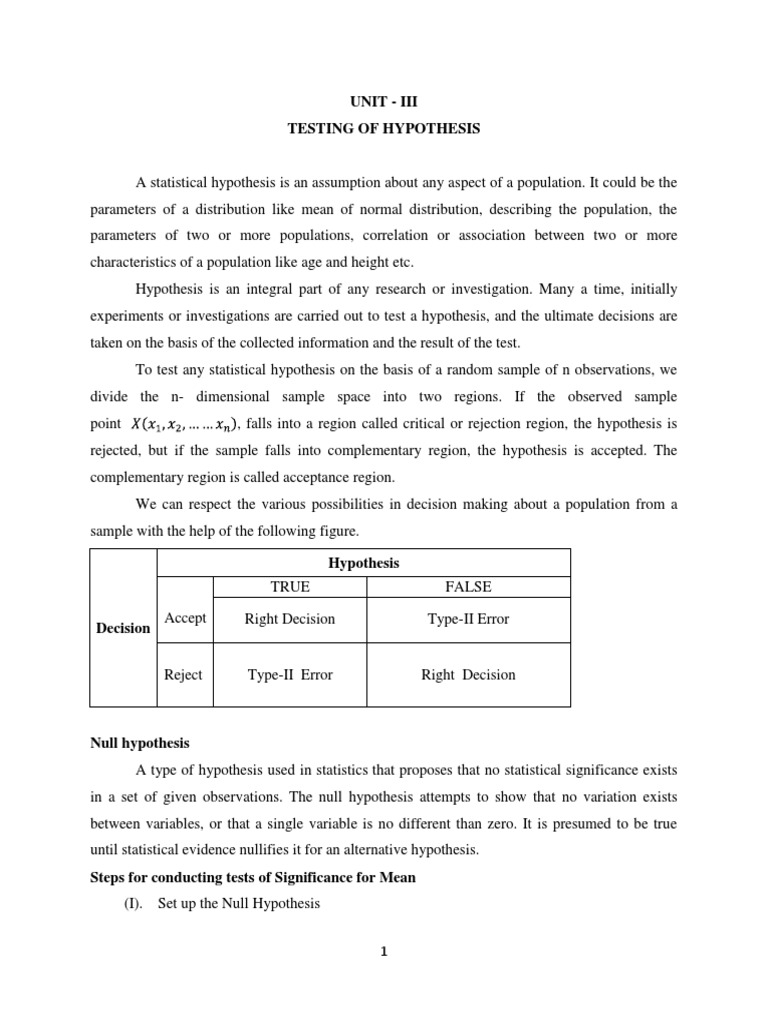 Reference - Hypothesis Testing PDF | PDF | Statistical Hypothesis ...