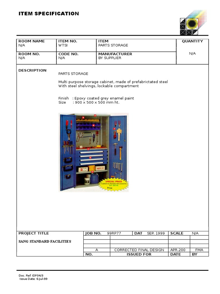 Item Specification: Room Name Item No. Item Quantity | PDF