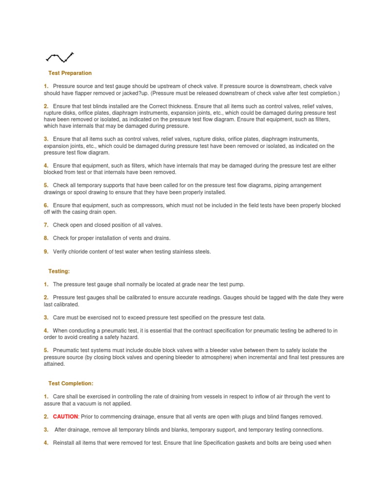 Hydrostatic Pressure Testing Guidelines | PDF | Valve | Gases