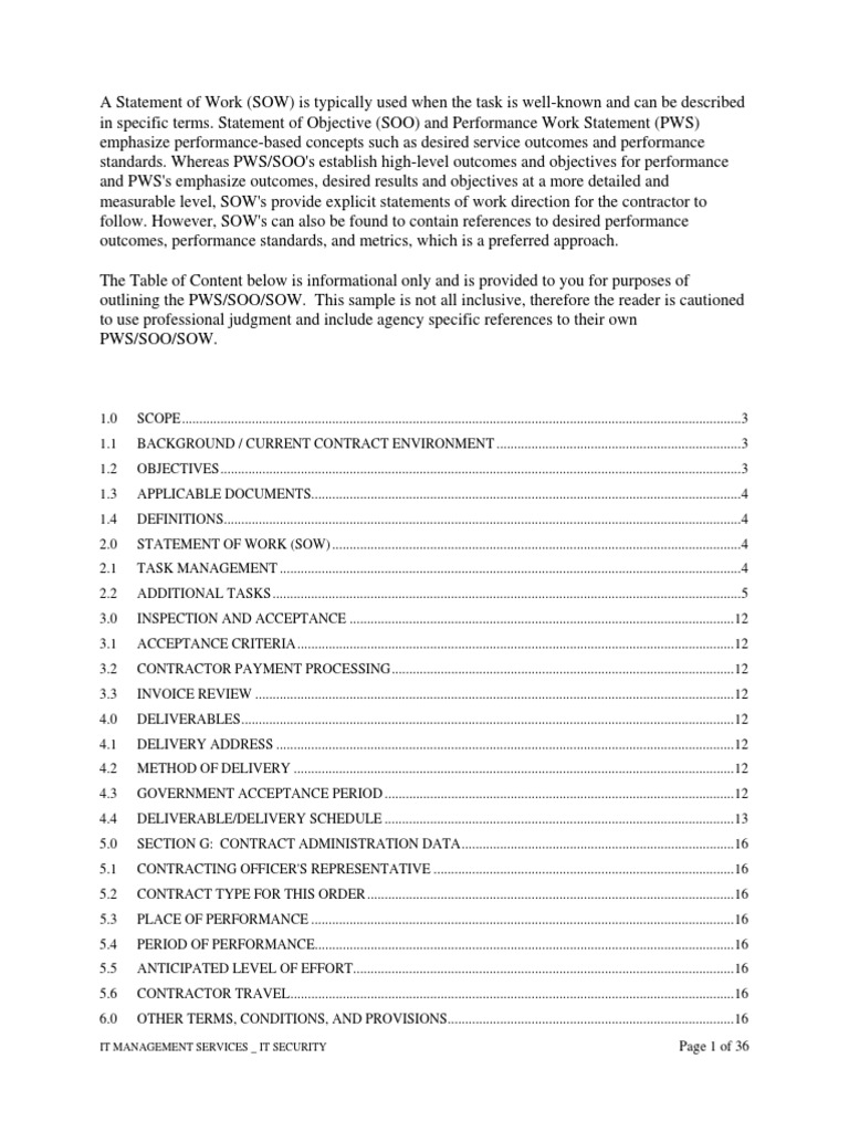 SOW IT Management Services IT Security PDF | PDF | Information Security ...