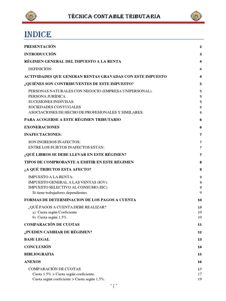 Régimen General del Impuesto a la Renta | PDF | Impuesto sobre la renta ...