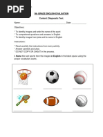 5Th Grade English Evaluation Content: Diagnostic Test.: Colegio Quillayquen F-83 Rinconada de Parral