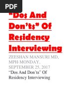 "Dos and Don'Ts" of Residency Interviewing