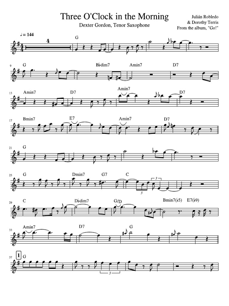 Dexter Gordon Three O Clock In The Morning Pdf