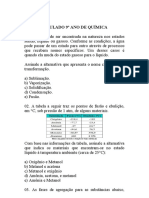 Lista de Exercícios Química 9 Ano