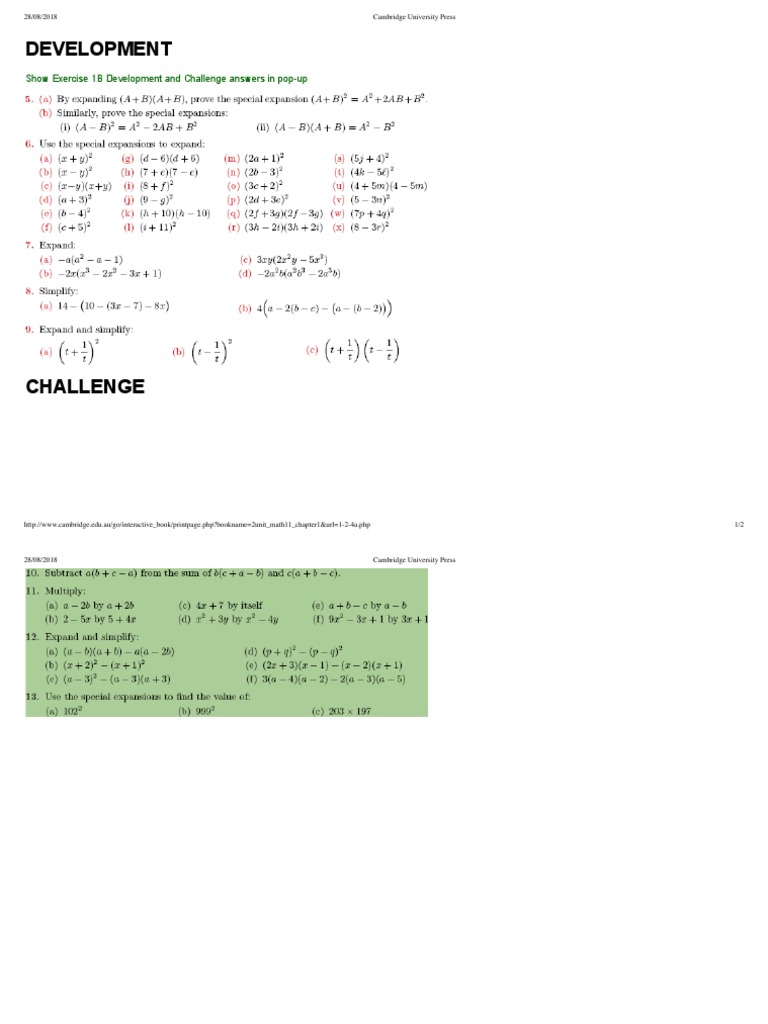 Cambridge Math 2 Unit Exercise Answers | PDF | Science & Mathematics