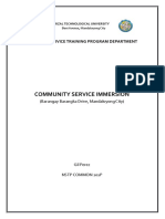 Community Service Immersion: National Service Training Program Department