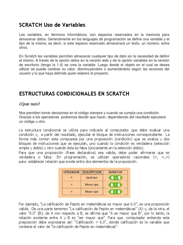 SCRATCH | PDF | Proposición | Scratch (lenguaje de programación)