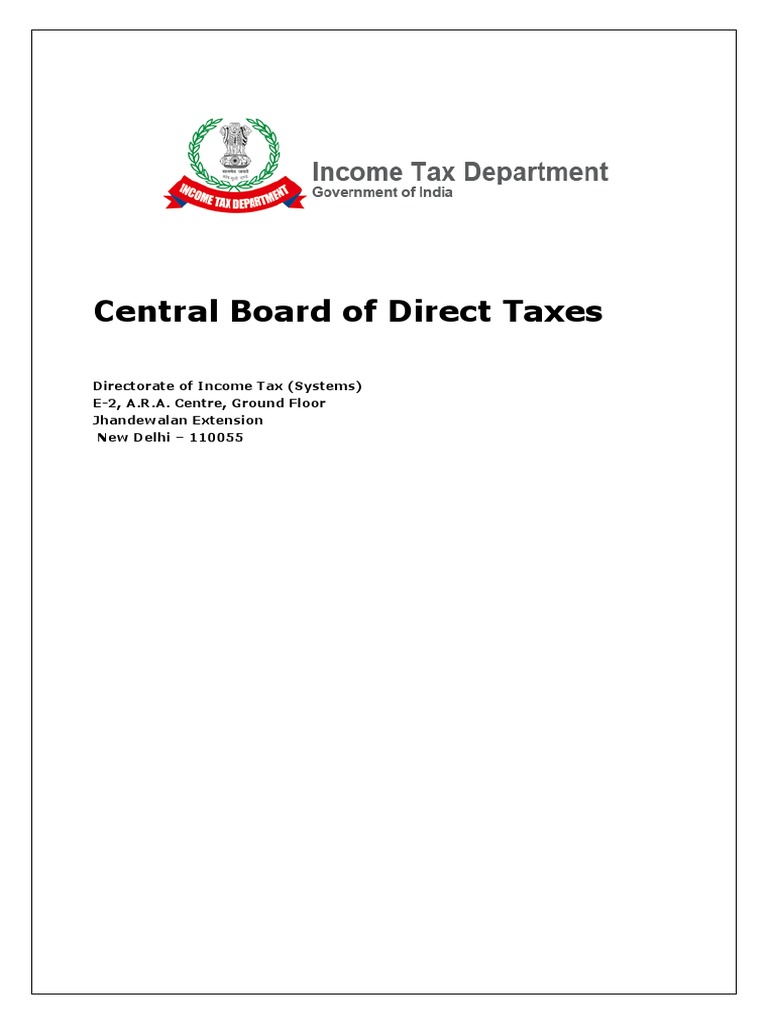 Central Board of Direct Taxes PDF Tax Exemption Tax