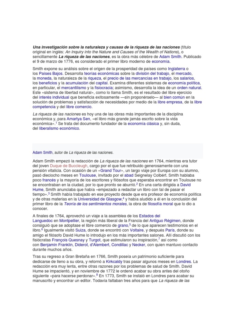 La Riqueza de las Naciones | PDF | La riqueza de las naciones | Adam Smith