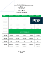 G12-VIRGO Class Schedule for SY 2019-2020