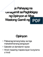 Mga Pahayag Na Ginagamit Sa Pagbibigay NG Opinyon at Mga Wastong Gamit NG Salita