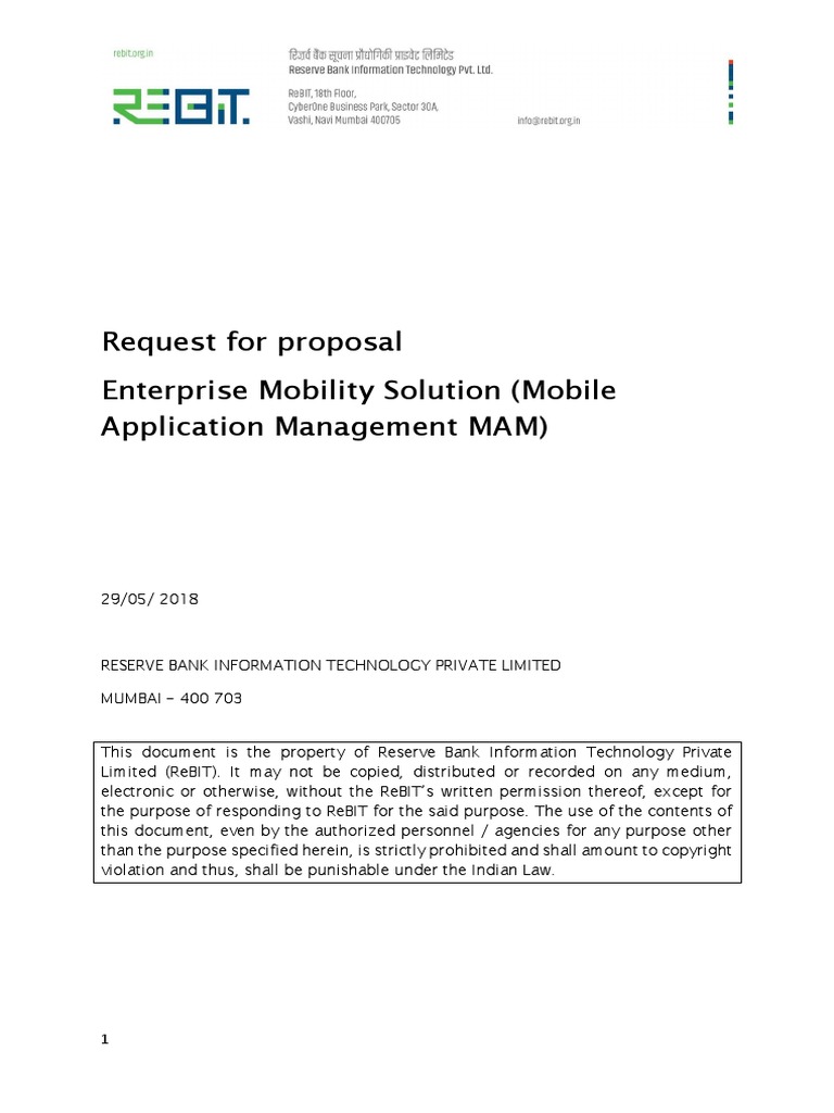 RFP Enterprise Mobility Solutio (MAM) | PDF | Request For Proposal ...