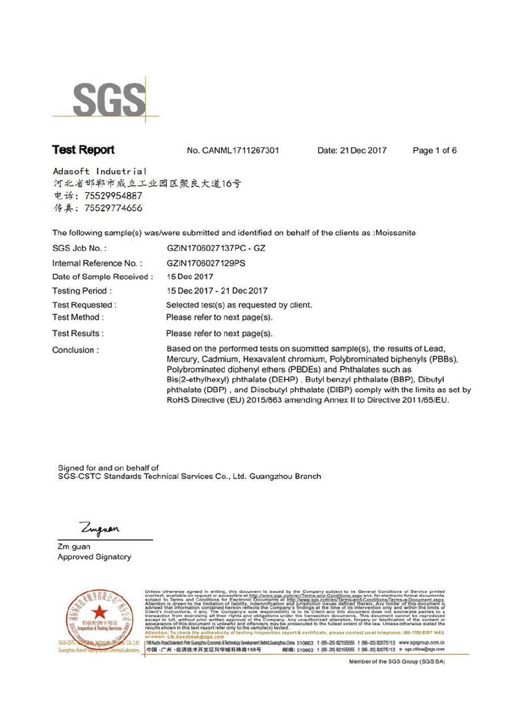 Moissanite SGS Report PDF | PDF