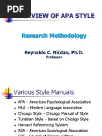 Overview of Apa Style: Reynaldo C. Nicdao, PH.D