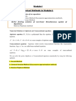 Module-I Important Numerical Methods in Module-I