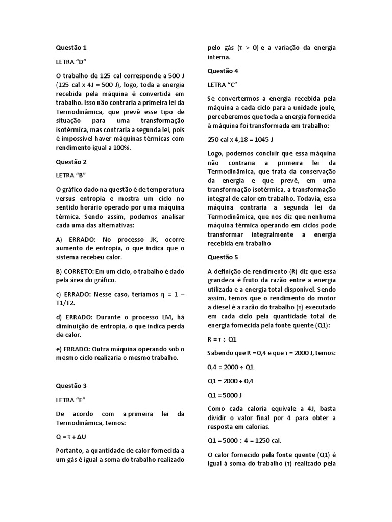 Termodinâmica em Máquinas Térmicas | PDF | Termodinâmica | Entropia