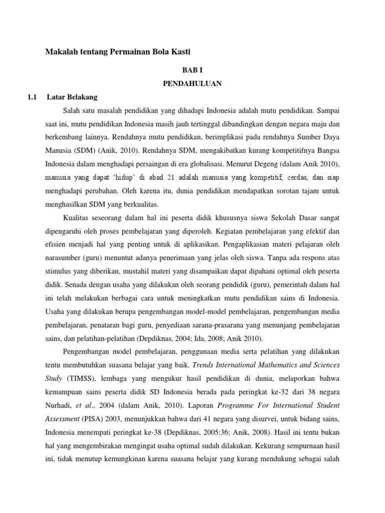 Makalah Tentang Permainan Bola Kasti