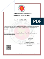 Certificate of Incorporation: (Under Act XVIII of 1994)