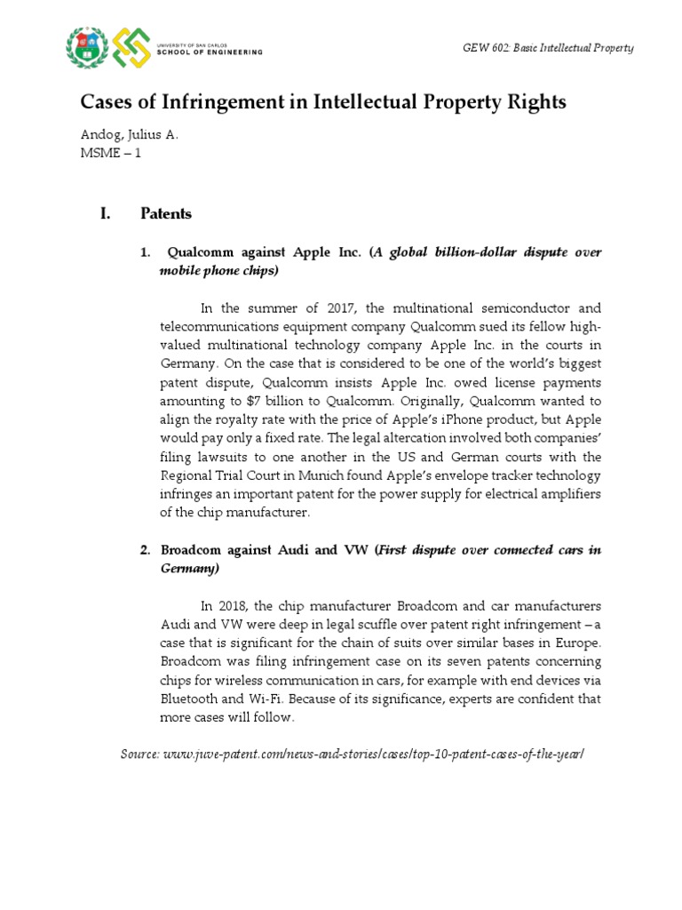 Notable Intellectual Property Infringement Cases | PDF | Trademark ...