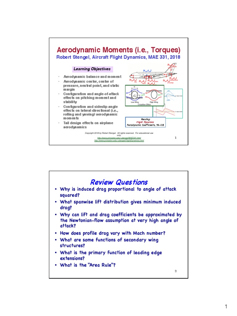 Aerodynamic Moments (I.e., Torques) Review Questions Download Free
