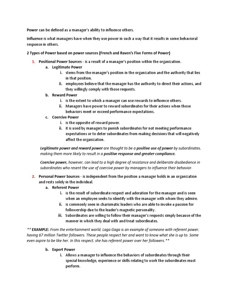 Power and Influence | PDF | Psychology | Psychological Concepts