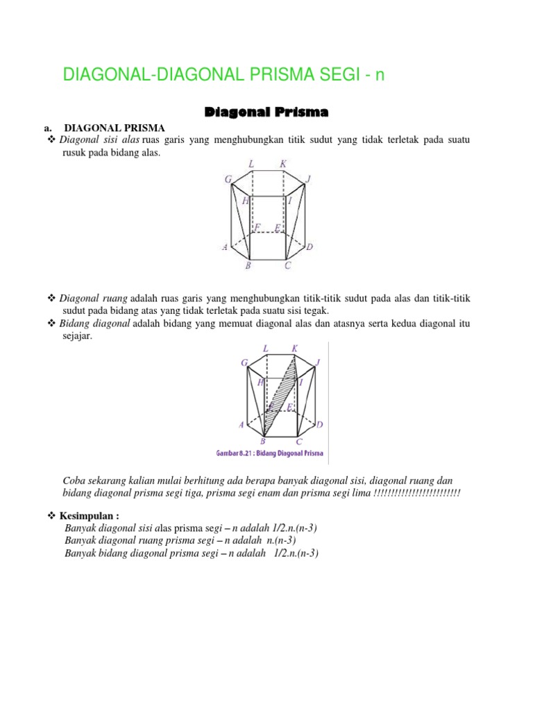Diagonal Diagonal Prisma Segi