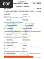 Costing & Taxation: Class Test - Xii