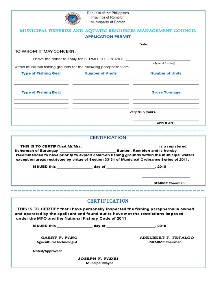 Application Permit Fishery | PDF | Fish | Fish And Humans