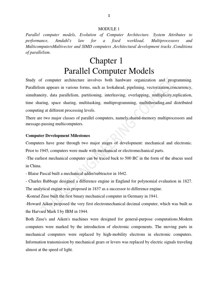 Parallel Computer Architecture Overview | PDF | Parallel Computing ...