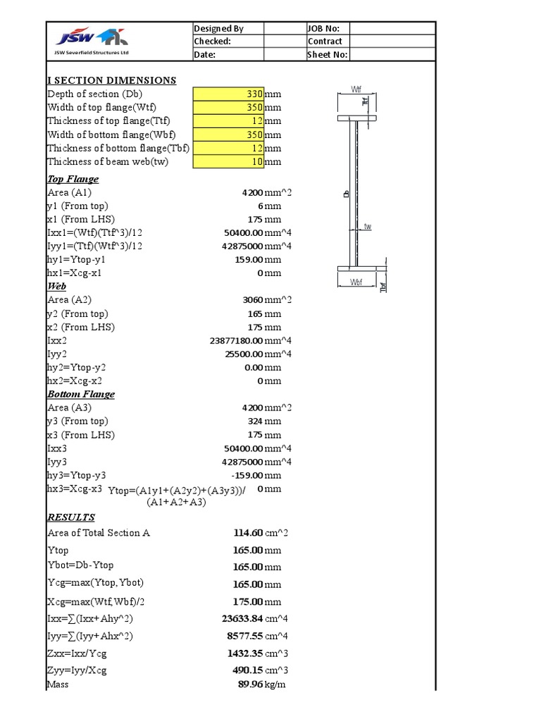 Section Property-I Section+plates-Ver1.1 | PDF | Mechanics | Structural