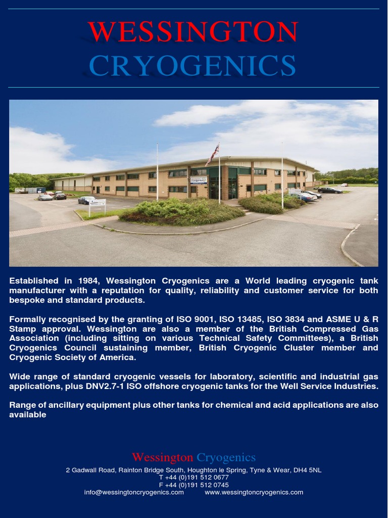 Wessington Cryogenics Leaders in Cryogenic Storage and Transportation PDF Cryogenics Valve