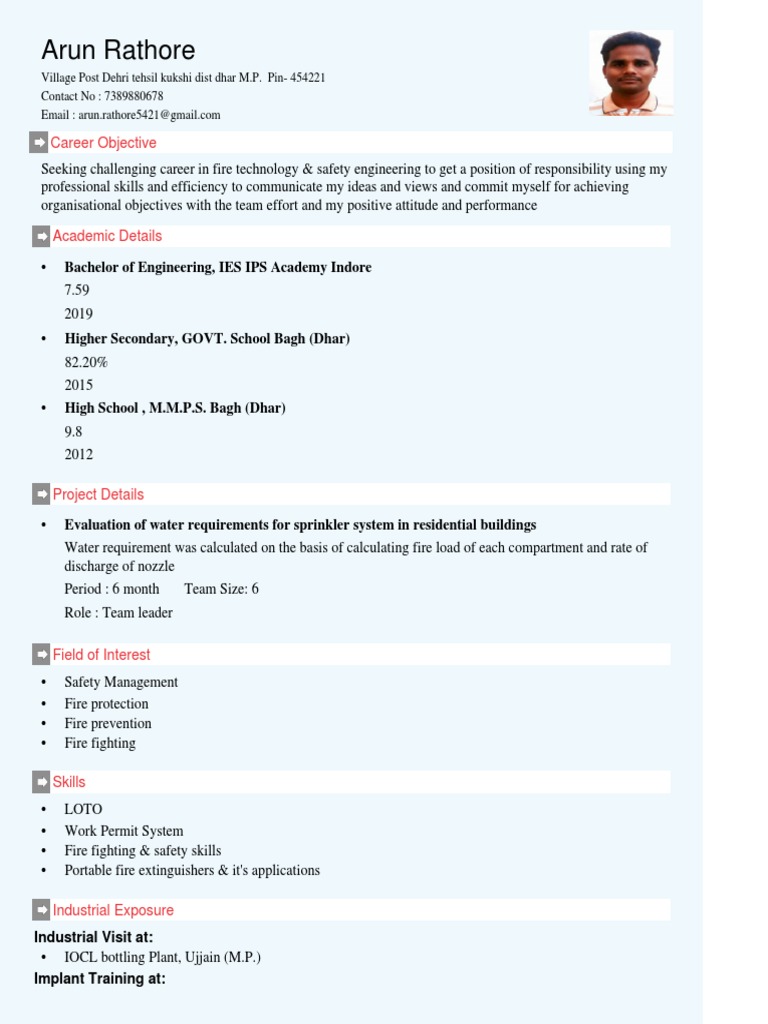 Arun Rathore: Fire Safety Engineer CV | PDF | Career & Growth | Business