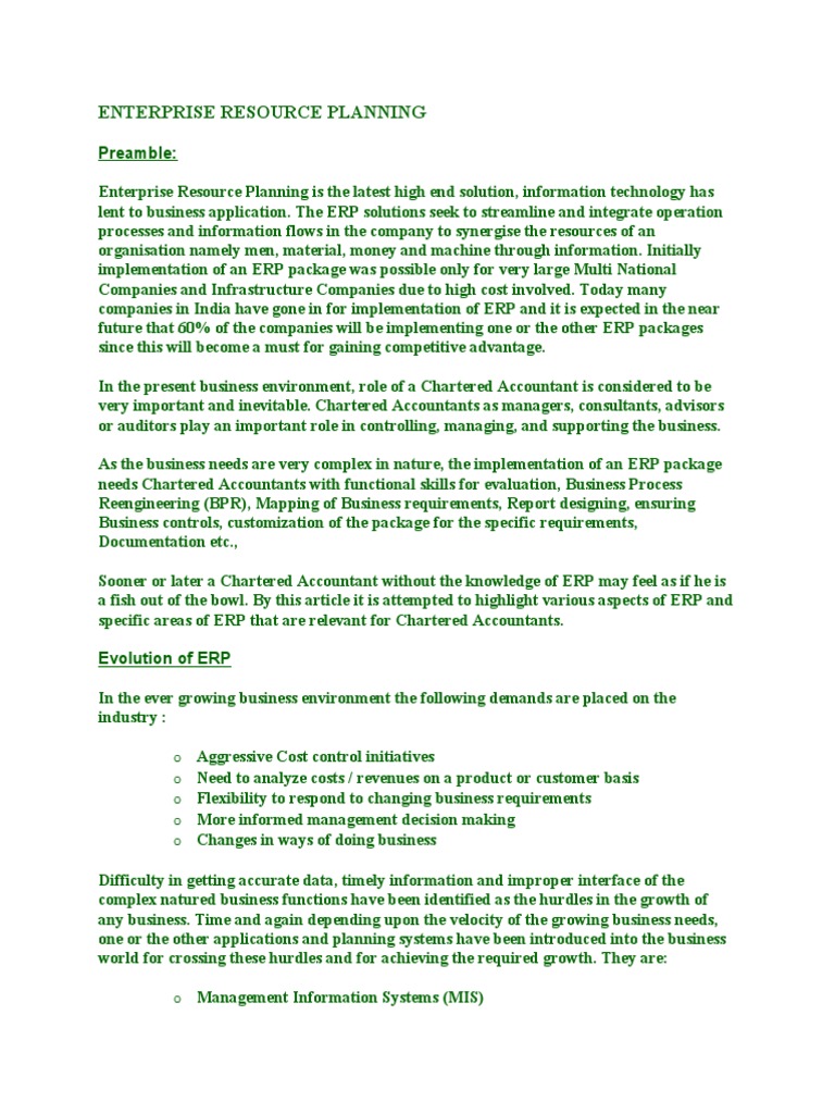 Enterprise Resource Planning | PDF | Enterprise Resource Planning ...