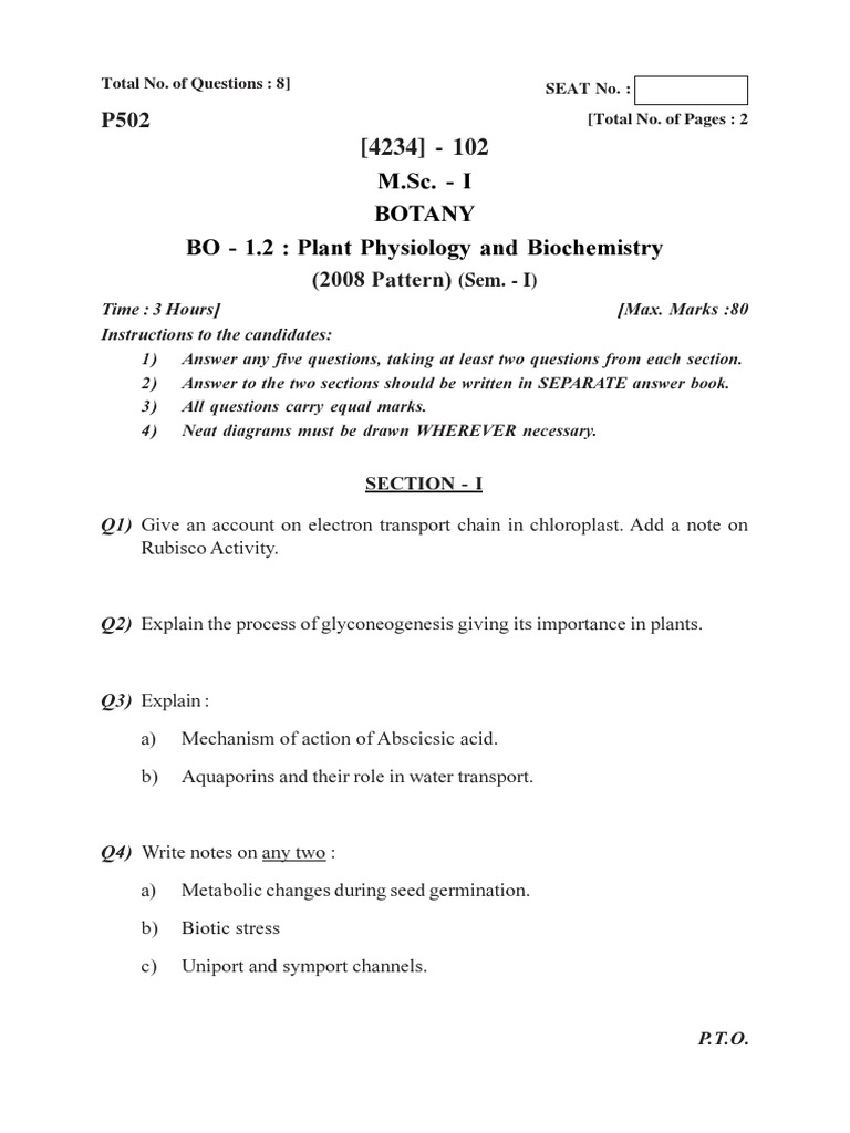 MSC Botany PDF Botany