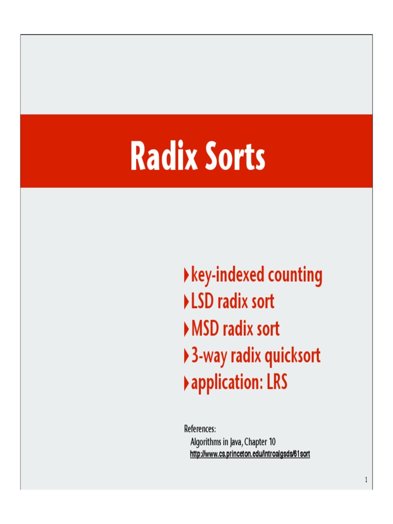 18 Radix Sort Pdf String Computer Science Algorithms